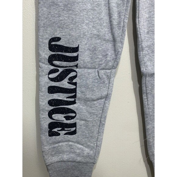 Justice Girls Joggers Sweatpants Size M (10) Gray “Happiness “ Flower Graphic NW - Picture 3 of 5